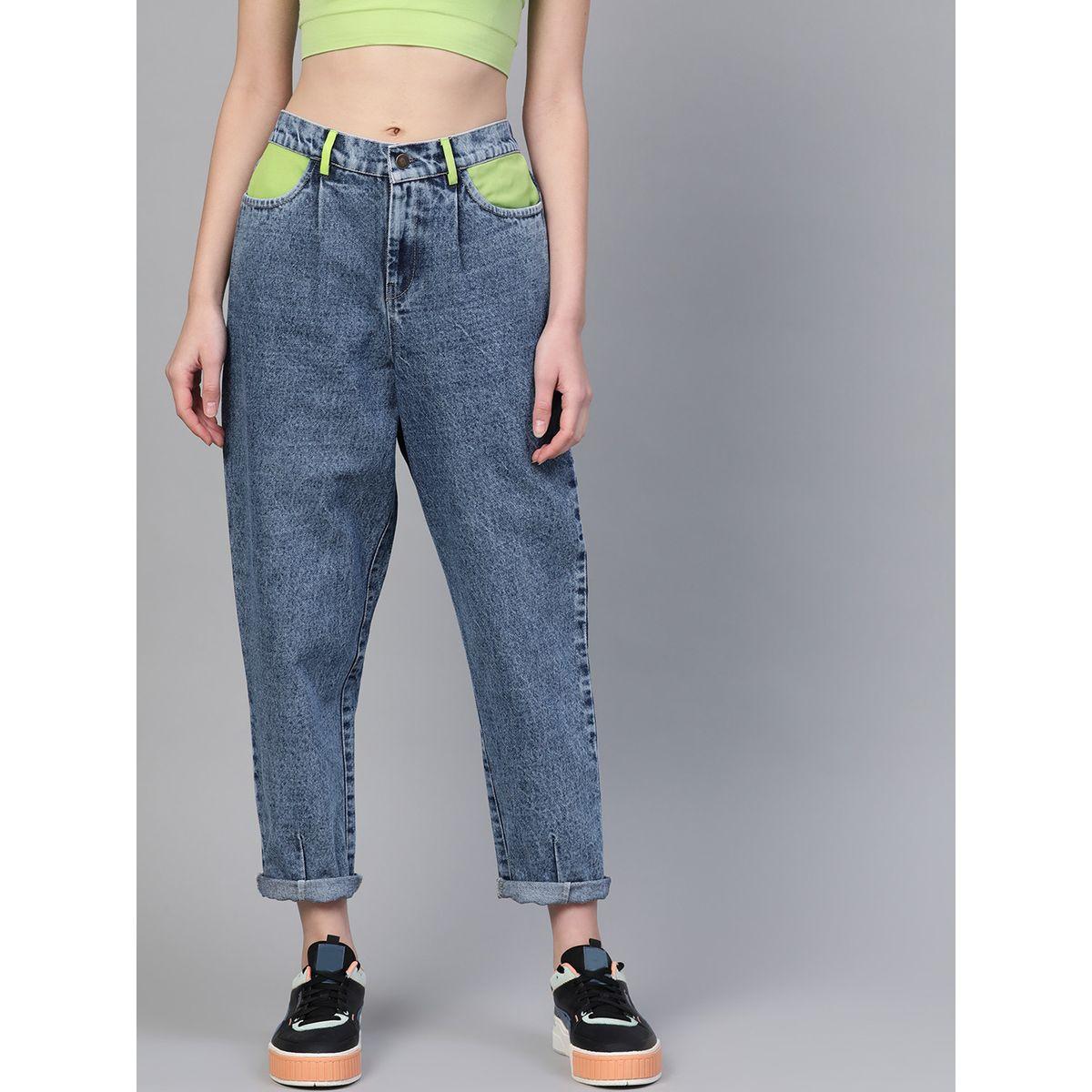 جينز سلوشي مع جيوب بتفاصيل مُتباينة ساسافراس × ستايلي-women-clothing-bottoms-jeans-image-1