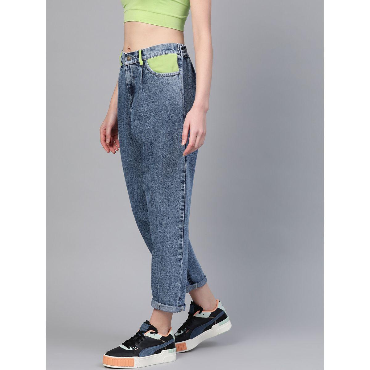 جينز سلوشي مع جيوب بتفاصيل مُتباينة ساسافراس × ستايلي-women-clothing-bottoms-jeans-image-2