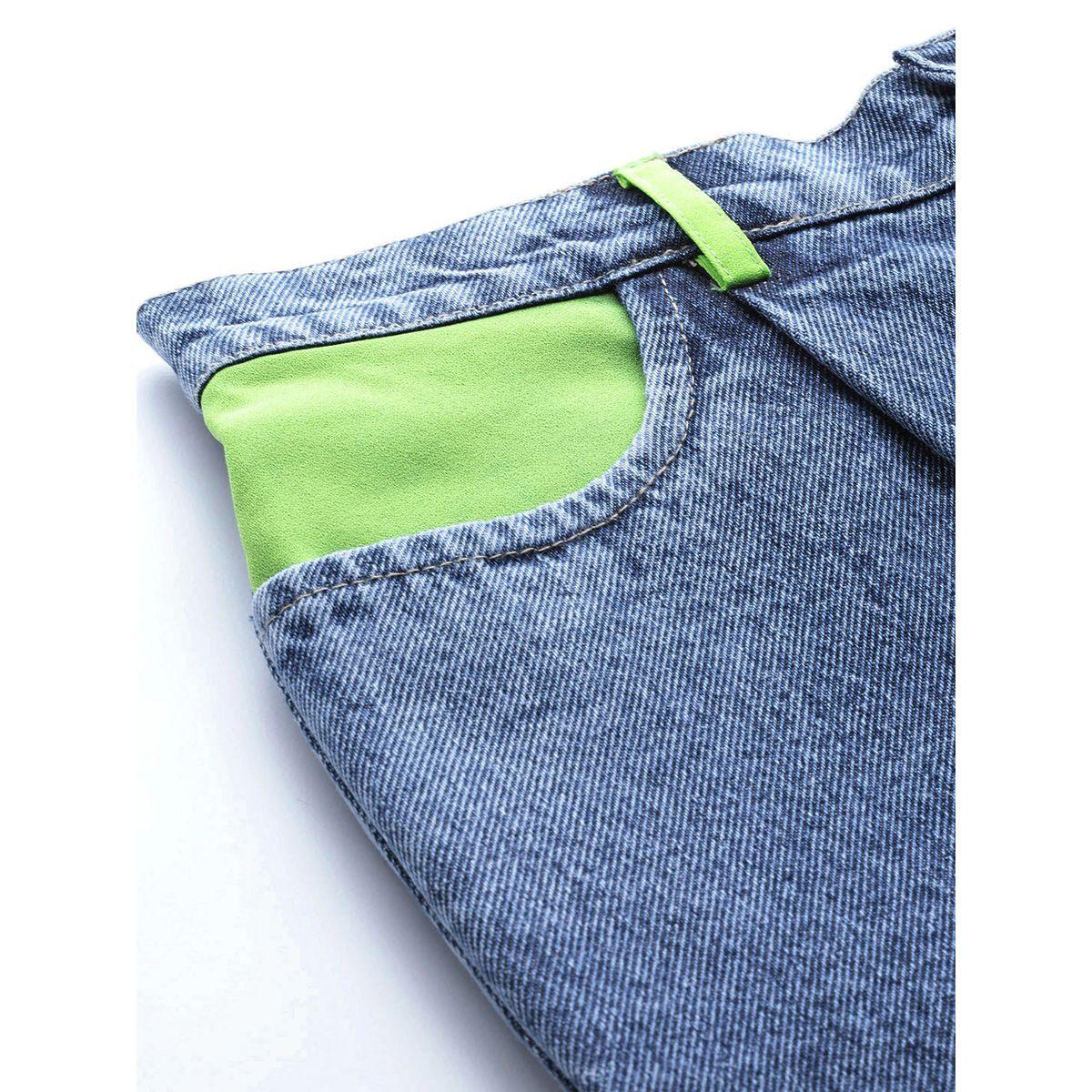 جينز سلوشي مع جيوب بتفاصيل مُتباينة ساسافراس × ستايلي-women-clothing-bottoms-jeans-image-6