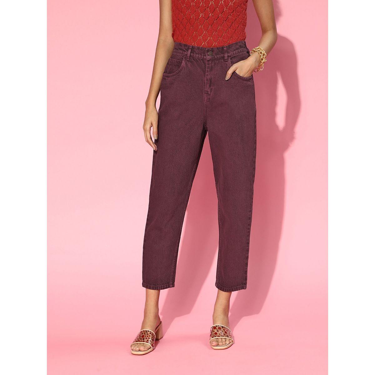 جينز بقصة موم وخصر مرتفع ساسافراس × ستايلي-women-clothing-bottoms-jeans-image-1