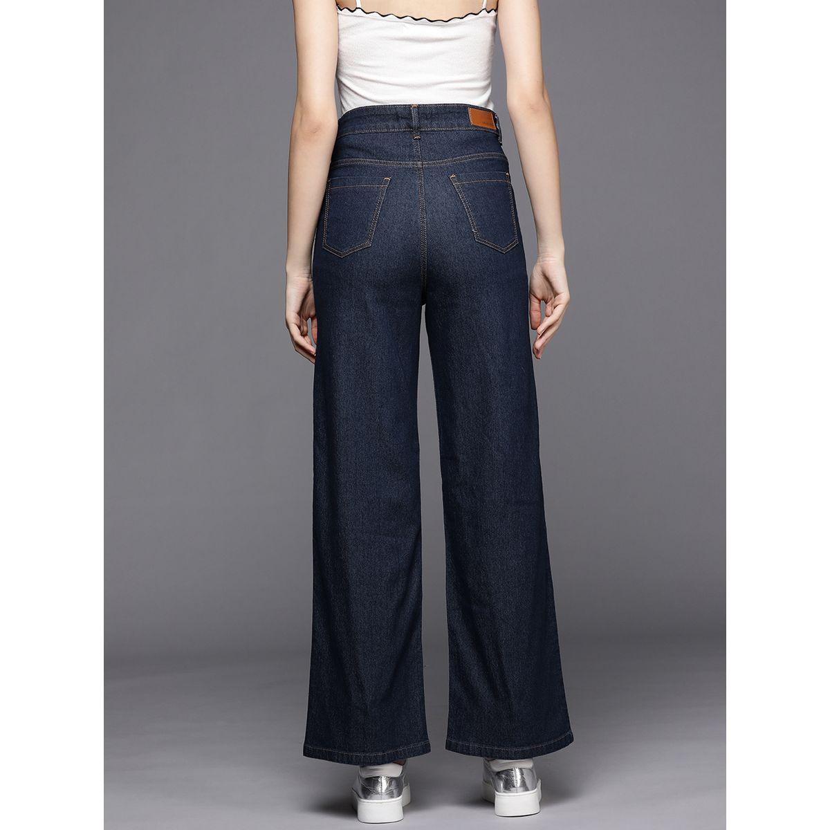 جينز بارجل واسعة وتداخلات مدروزة ساسافراس × ستايلي-women-clothing-bottoms-jeans-image-3