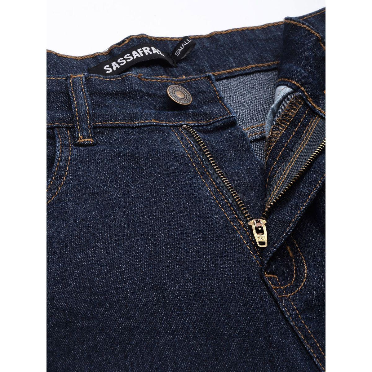 جينز بارجل واسعة وتداخلات مدروزة ساسافراس × ستايلي-women-clothing-bottoms-jeans-image-5