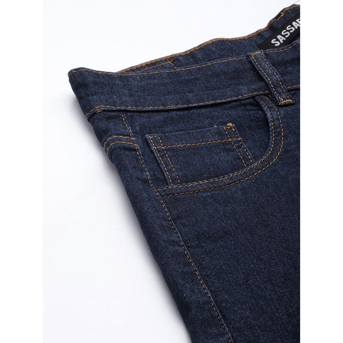جينز بارجل واسعة وتداخلات مدروزة ساسافراس × ستايلي-women-clothing-bottoms-jeans-image-6