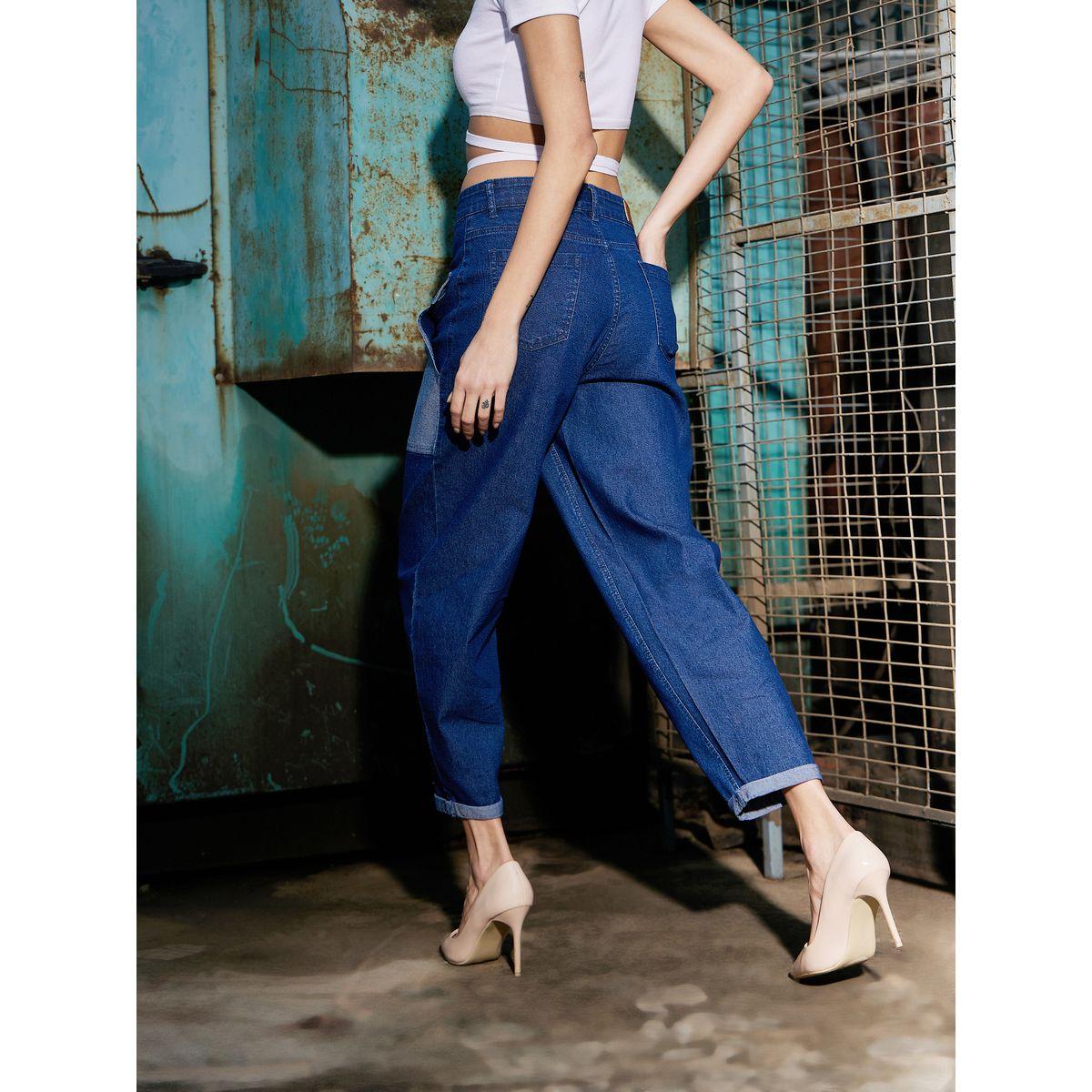 جينز بقصة بالون وتفاصيل جيوب ساسافراس × ستايلي-women-clothing-bottoms-jeans-image-4