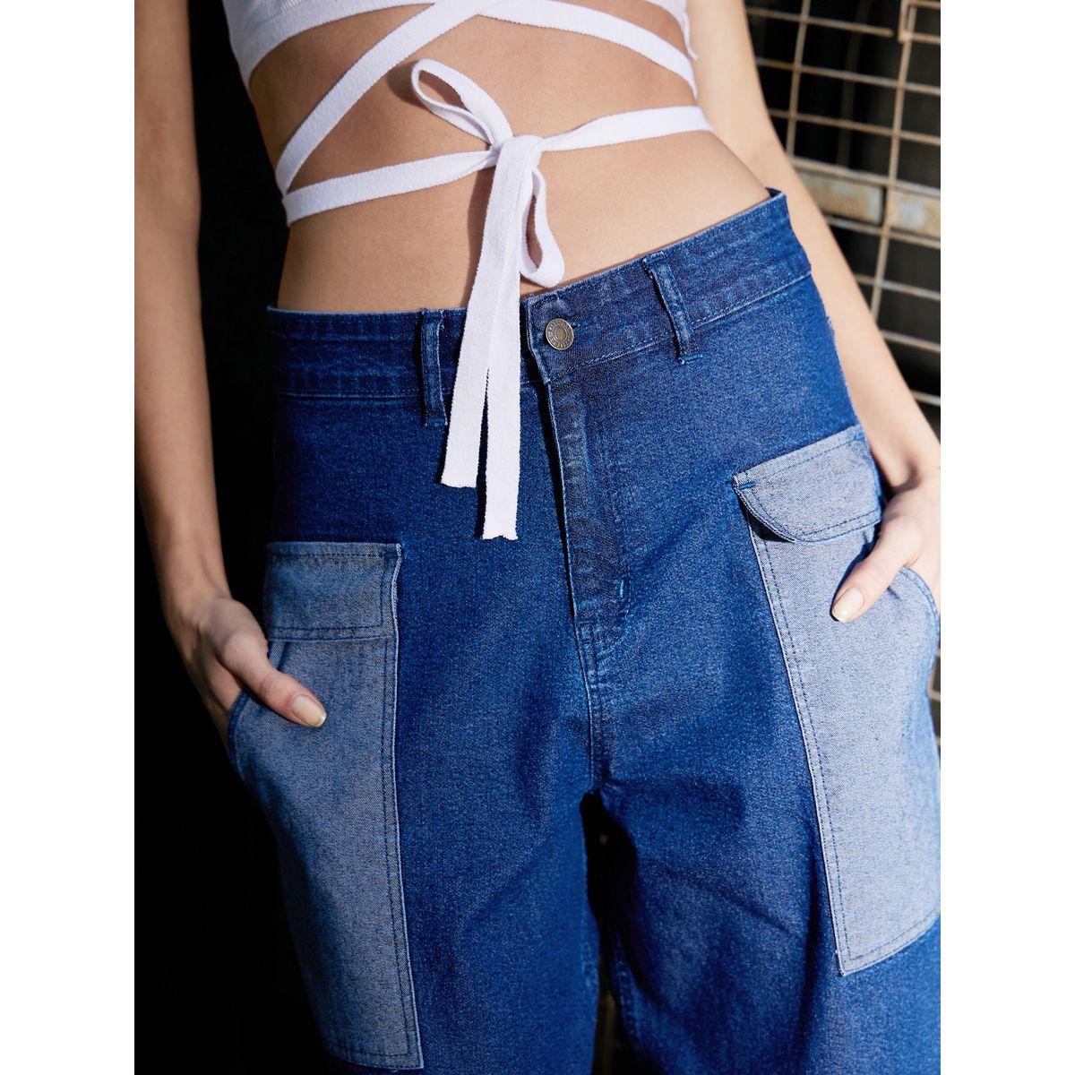 جينز بقصة بالون وتفاصيل جيوب ساسافراس × ستايلي-women-clothing-bottoms-jeans-image-5