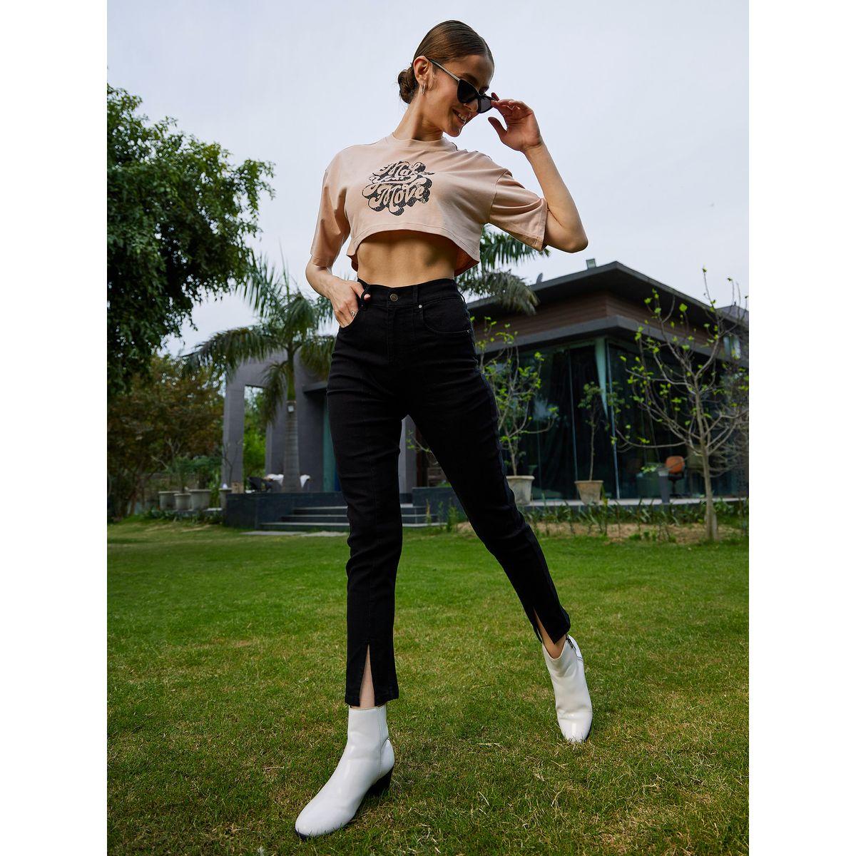 جينز سكيني بحافة مزينة بشق ساسافراس × ستايلي-women-clothing-bottoms-jeans-image-5