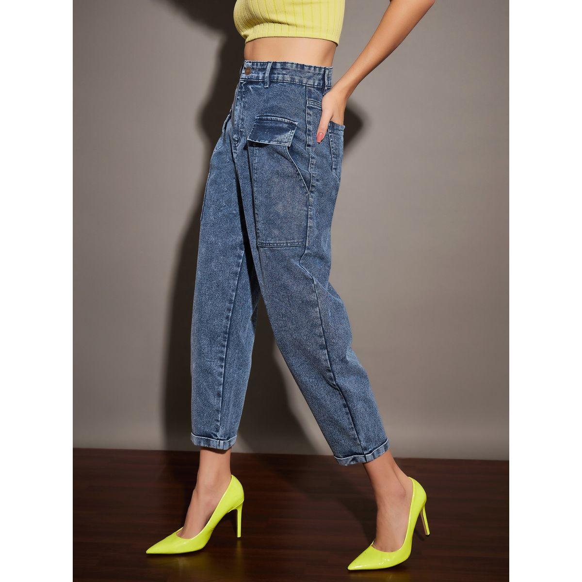 جينز بقصة بالون وتفاصيل جيوب ساسافراس × ستايلي-women-clothing-bottoms-jeans-image-3