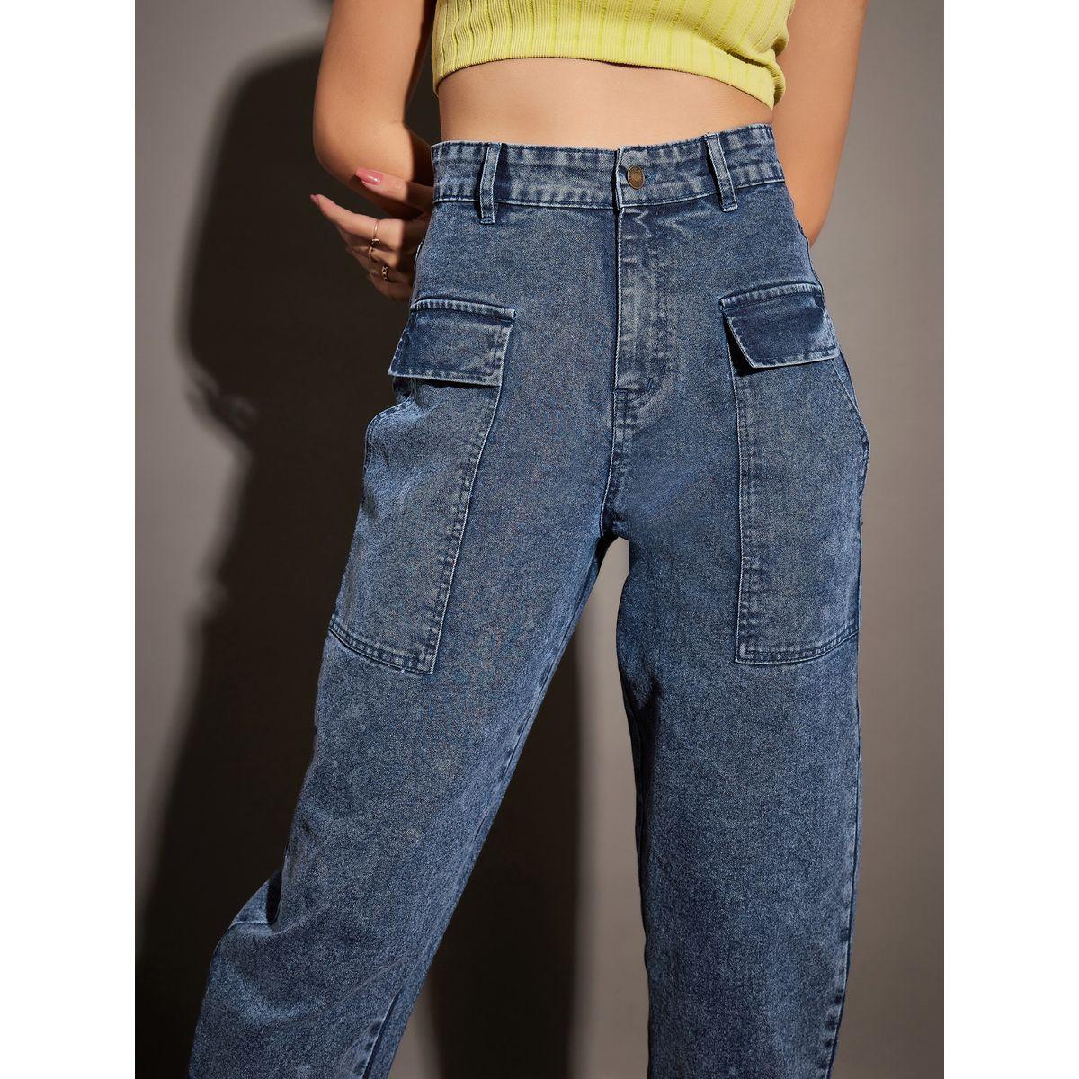 جينز بقصة بالون وتفاصيل جيوب ساسافراس × ستايلي-women-clothing-bottoms-jeans-image-4