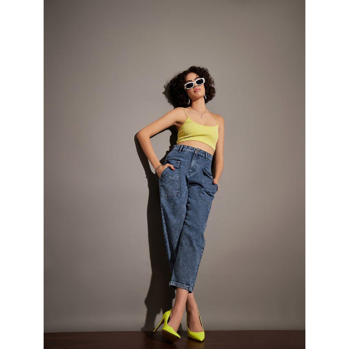 جينز بقصة بالون وتفاصيل جيوب ساسافراس × ستايلي-women-clothing-bottoms-jeans-image-6