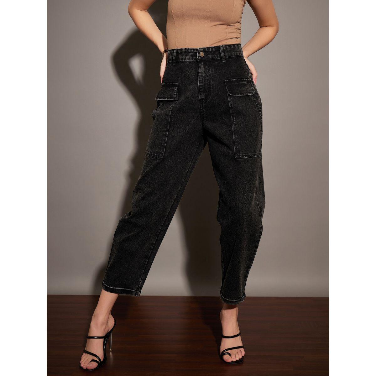 جينز بقصة بالون مع جيوب بطية إغلاق ساسافراس × ستايلي-women-clothing-bottoms-jeans-image-1