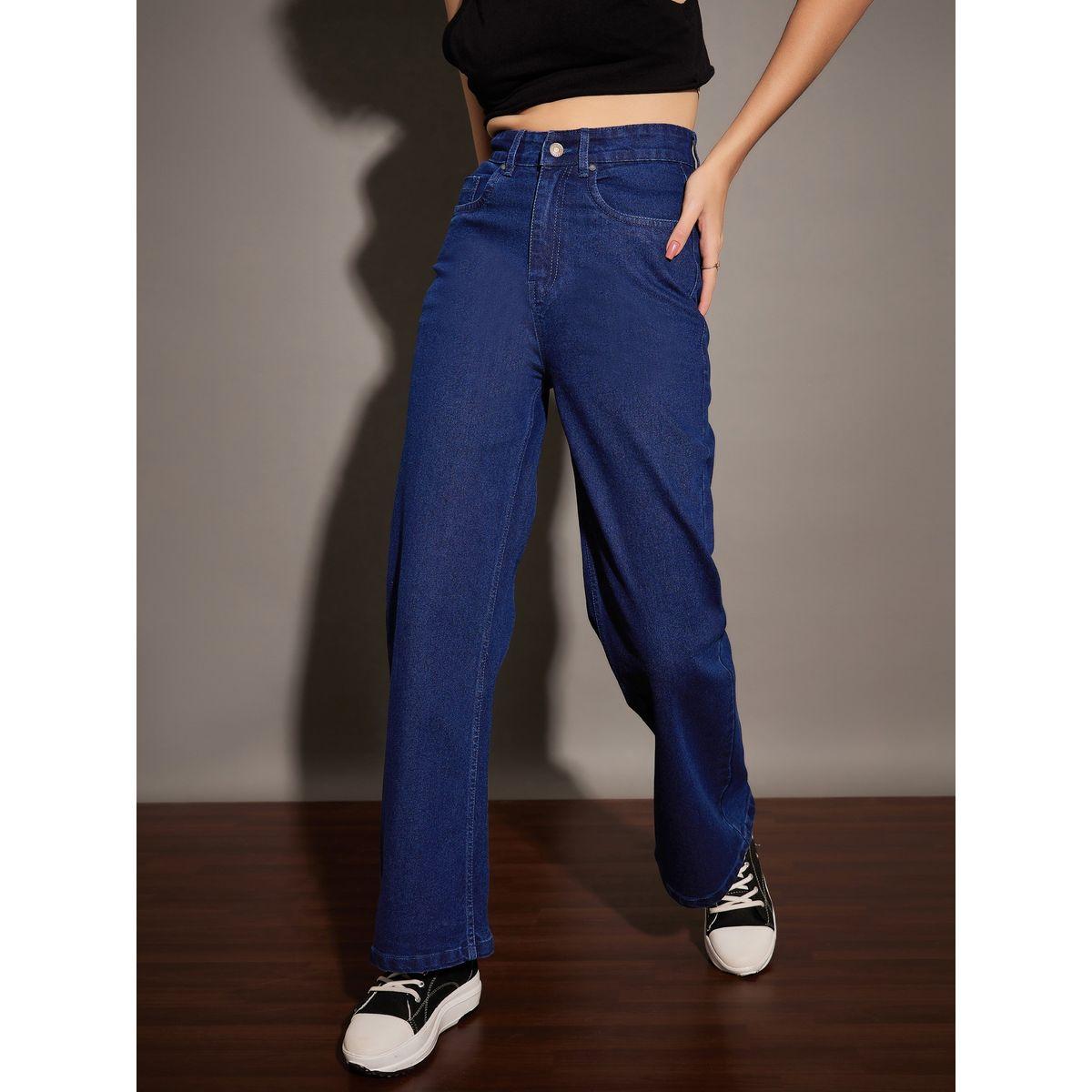 جينز بقصة مستقيمة وخصر عالي ساسافراس × ستايلي-women-clothing-bottoms-jeans-image-1