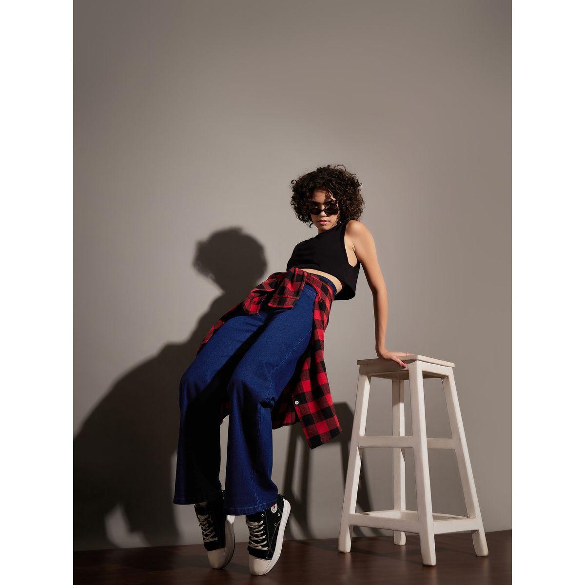 جينز بقصة مستقيمة وخصر عالي ساسافراس × ستايلي-women-clothing-bottoms-jeans-image-6