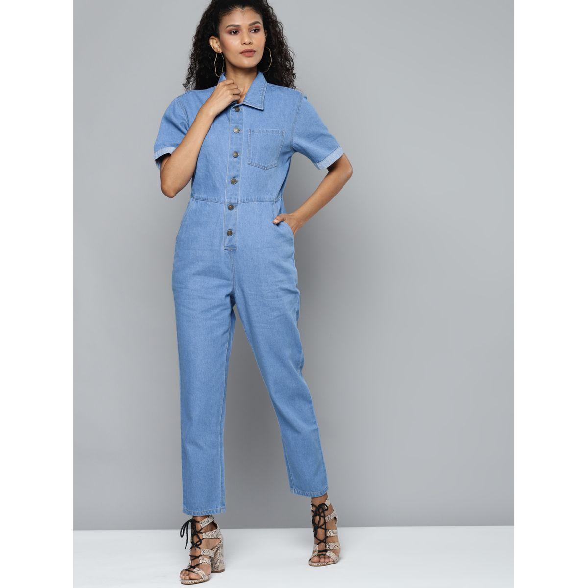 Sassafras X Styli  Collared Chest Pocket Detail Denim Jumpsuit-women-clothing-jumpsuits-image-1
