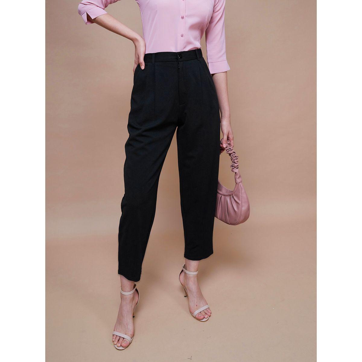 بنطال بقصة مستدقة مع كسرات وجيوب ساسافراس × ستايلي-women-clothing-bottoms-trousers-image-1