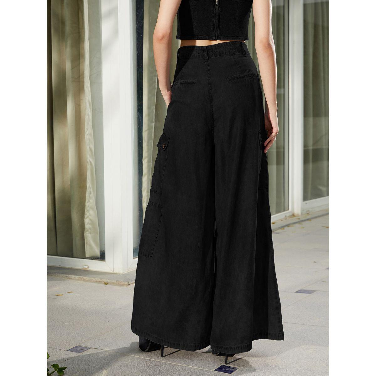 Sassafras X Styli  High Rise Cargo Wide Leg Pants-women-clothing-bottoms-trousers-image-5