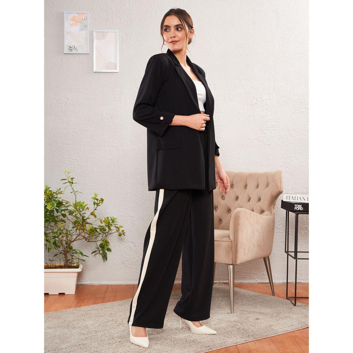 بنطال بارجل مستقيمة وشريط جانبي مع جيوب ساسافراس × ستايلي-women-clothing-bottoms-trousers-image-6