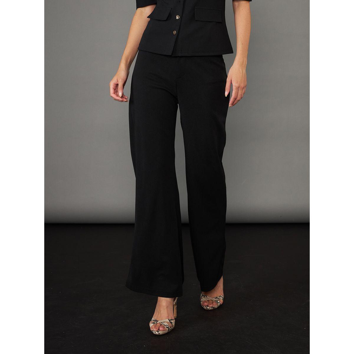 بنطال بخصر متوسط مع حواف واسعة بنمط جرس ساسافراس × ستايلي-women-clothing-bottoms-trousers-image-1