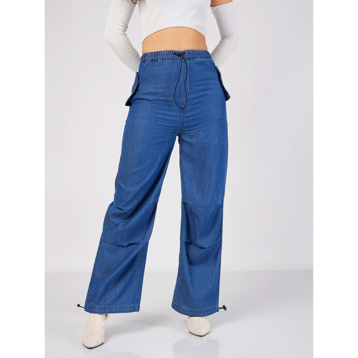 بنطال كارجو بقصة باجي مع رباط غلق ساسافراس × ستايلي-women-clothing-bottoms-trousers-image-1