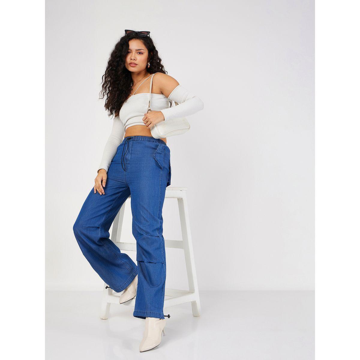 بنطال كارجو بقصة باجي مع رباط غلق ساسافراس × ستايلي-women-clothing-bottoms-trousers-image-2