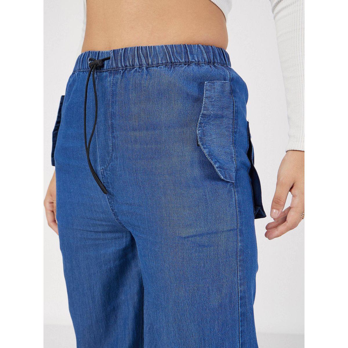 بنطال كارجو بقصة باجي مع رباط غلق ساسافراس × ستايلي-women-clothing-bottoms-trousers-image-4