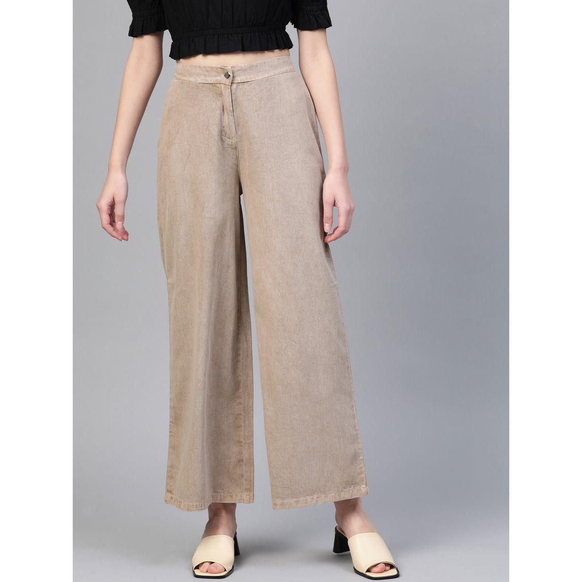 Sassafras X Styli  Denim Wide Leg Pants with Half-Elastic Waistband-women-clothing-bottoms-trousers-image-1