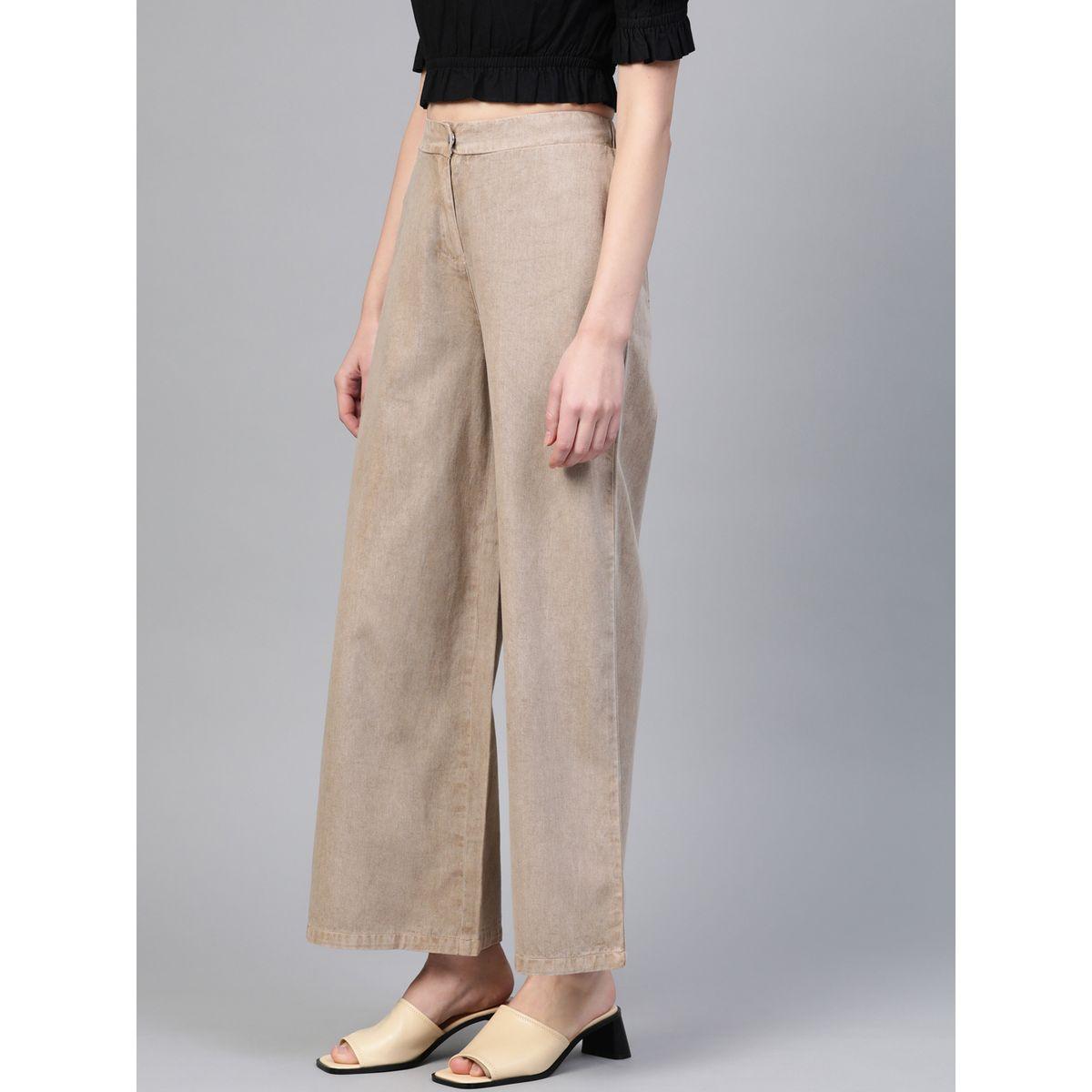 Sassafras X Styli  Denim Wide Leg Pants with Half-Elastic Waistband-women-clothing-bottoms-trousers-image-2