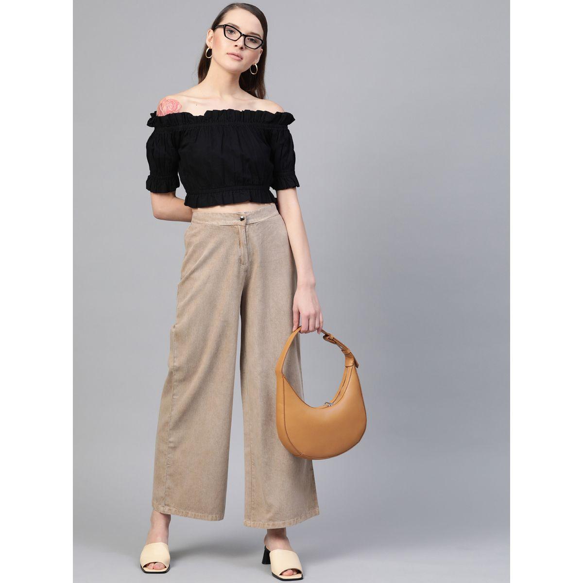 Sassafras X Styli  Denim Wide Leg Pants with Half-Elastic Waistband-women-clothing-bottoms-trousers-image-4
