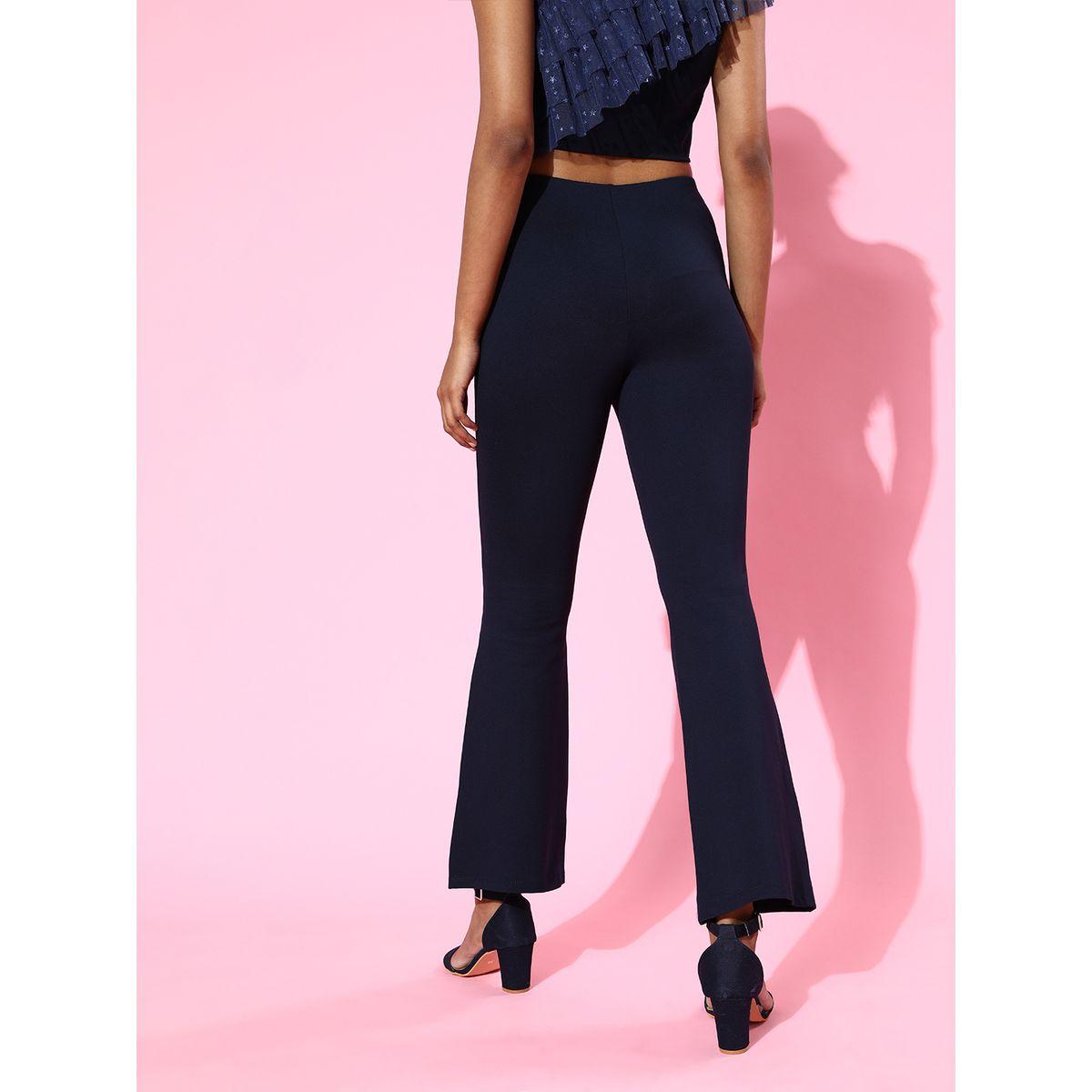 بنطال بخصر متوسط مع حواف واسعة بنمط جرس ساسافراس × ستايلي-women-clothing-bottoms-trousers-image-3