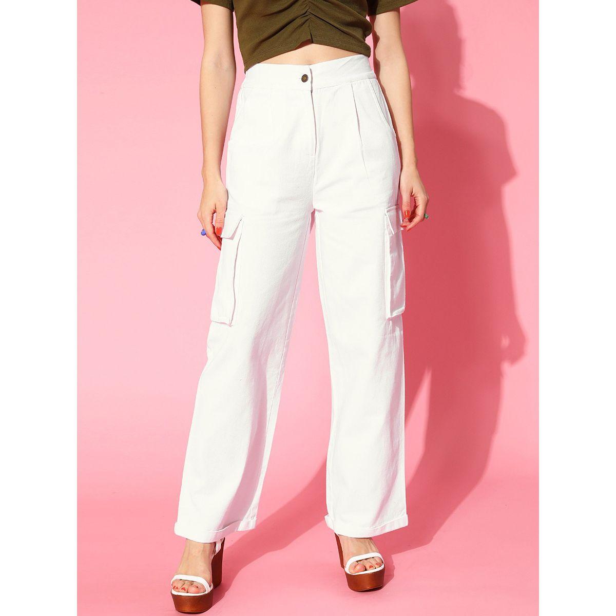 بنطال بجيوب كارجو مع قصة مستقيمة وكسرات ساسافراس × ستايلي-women-clothing-bottoms-trousers-image-1