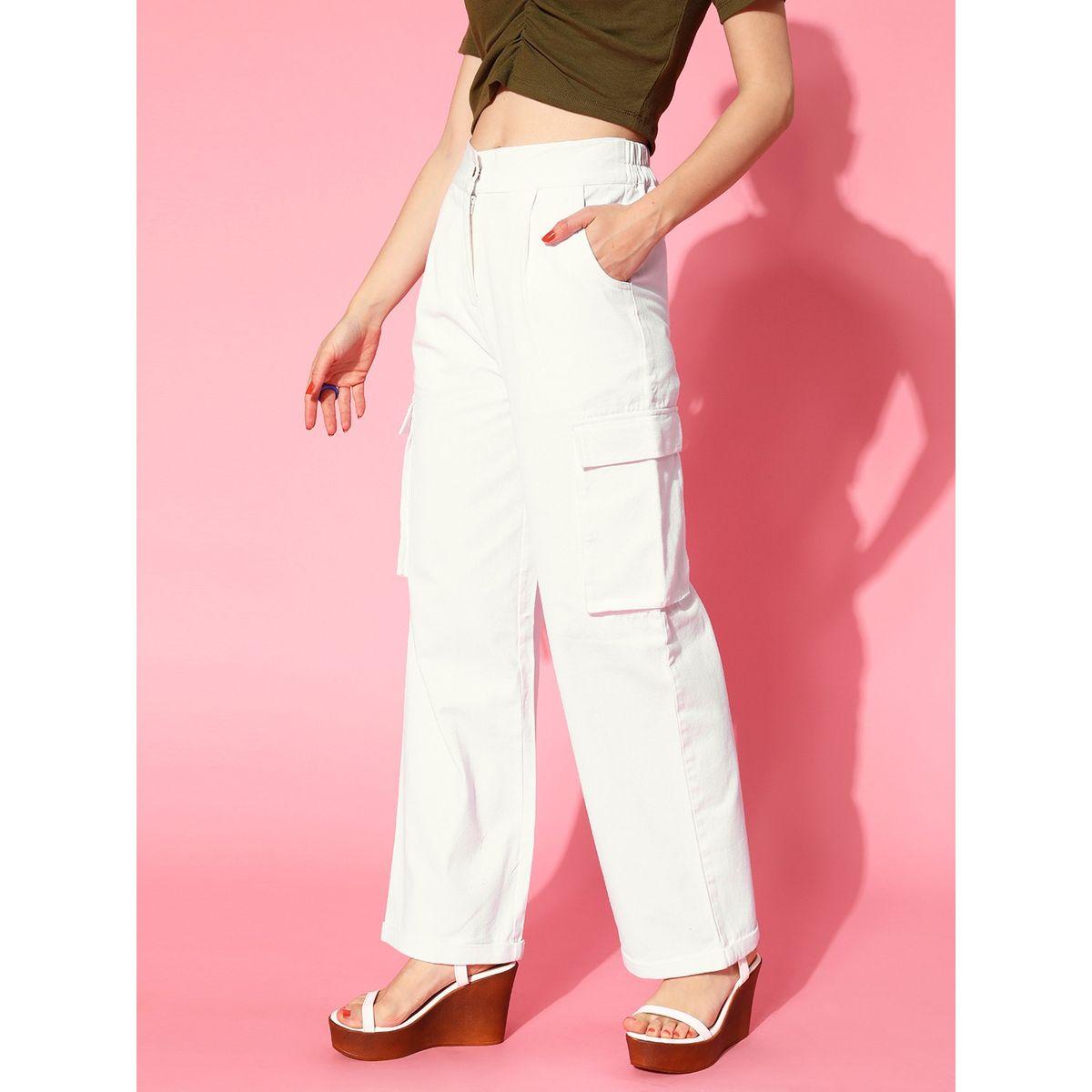 بنطال بجيوب كارجو مع قصة مستقيمة وكسرات ساسافراس × ستايلي-women-clothing-bottoms-trousers-image-2