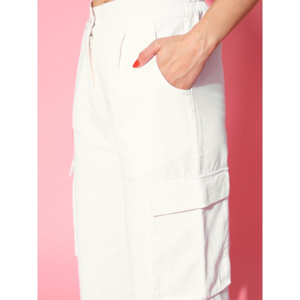 بنطال بجيوب كارجو مع قصة مستقيمة وكسرات ساسافراس × ستايلي-women-clothing-bottoms-trousers-image-5