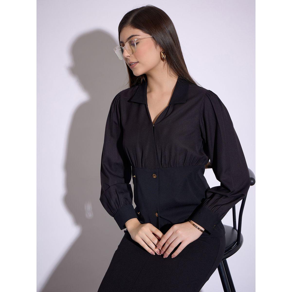 Sassafras X Styli  Button Detail Peplum Top & Front Slit Midi Skirt Co-Ord-women-clothing-coordsets-image-2