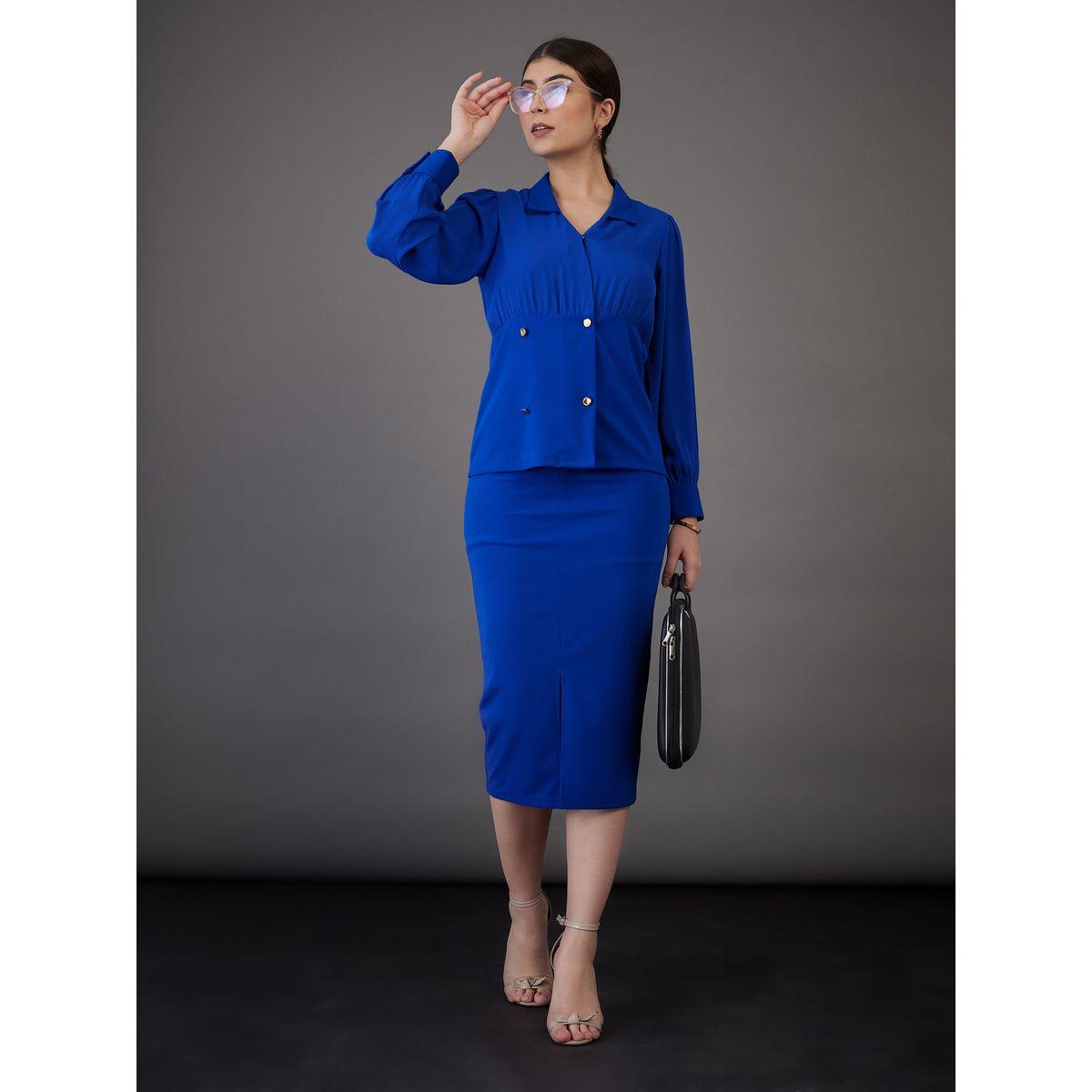 Sassafras X Styli  Button Detail Peplum Top & Front Slit Midi Skirt Co-Ord-women-clothing-coordsets-image-1