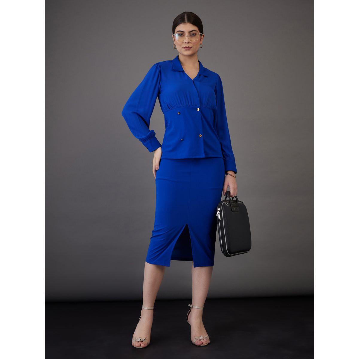Sassafras X Styli  Button Detail Peplum Top & Front Slit Midi Skirt Co-Ord-women-clothing-coordsets-image-3
