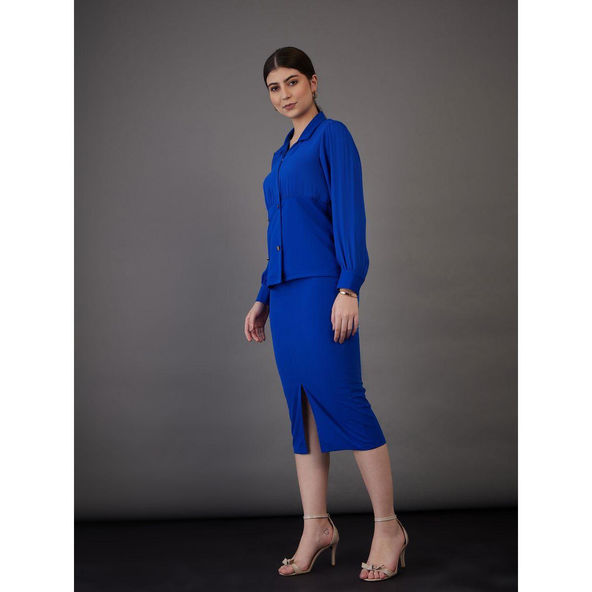 طقم منسق من تنورة ميدي مع بلوزة بيبلوم بازرار غلق ساسافراس × ستايلي-women-clothing-coordsets-image-8