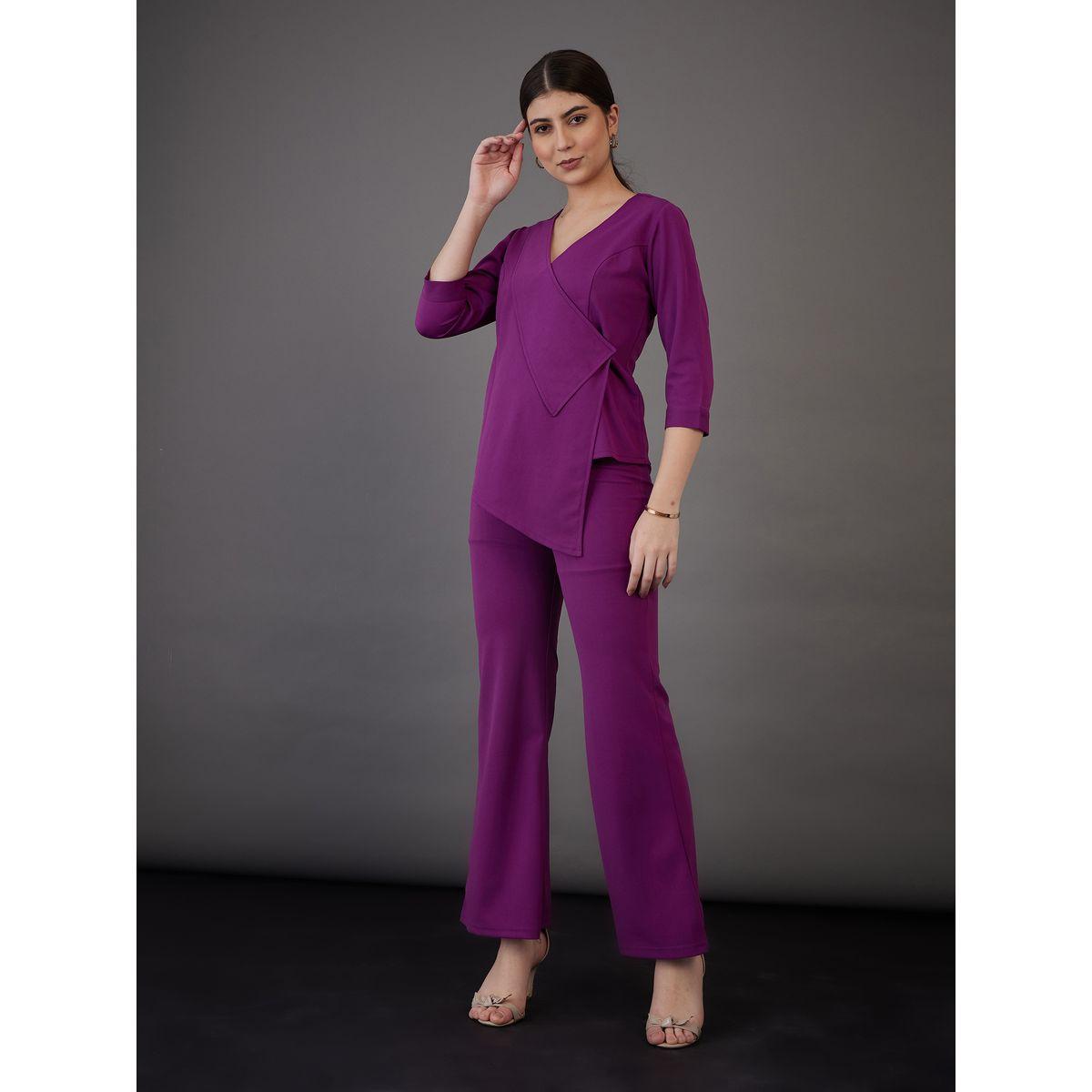 Sassafras X Styli  Asymmetrical Hem Wrap Top & Flared Pants Co-Ord-women-clothing-coordsets-image-1
