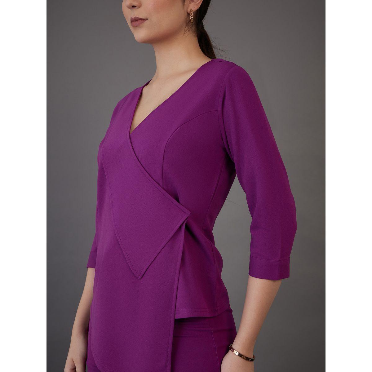 Sassafras X Styli  Asymmetrical Hem Wrap Top & Flared Pants Co-Ord-women-clothing-coordsets-image-2