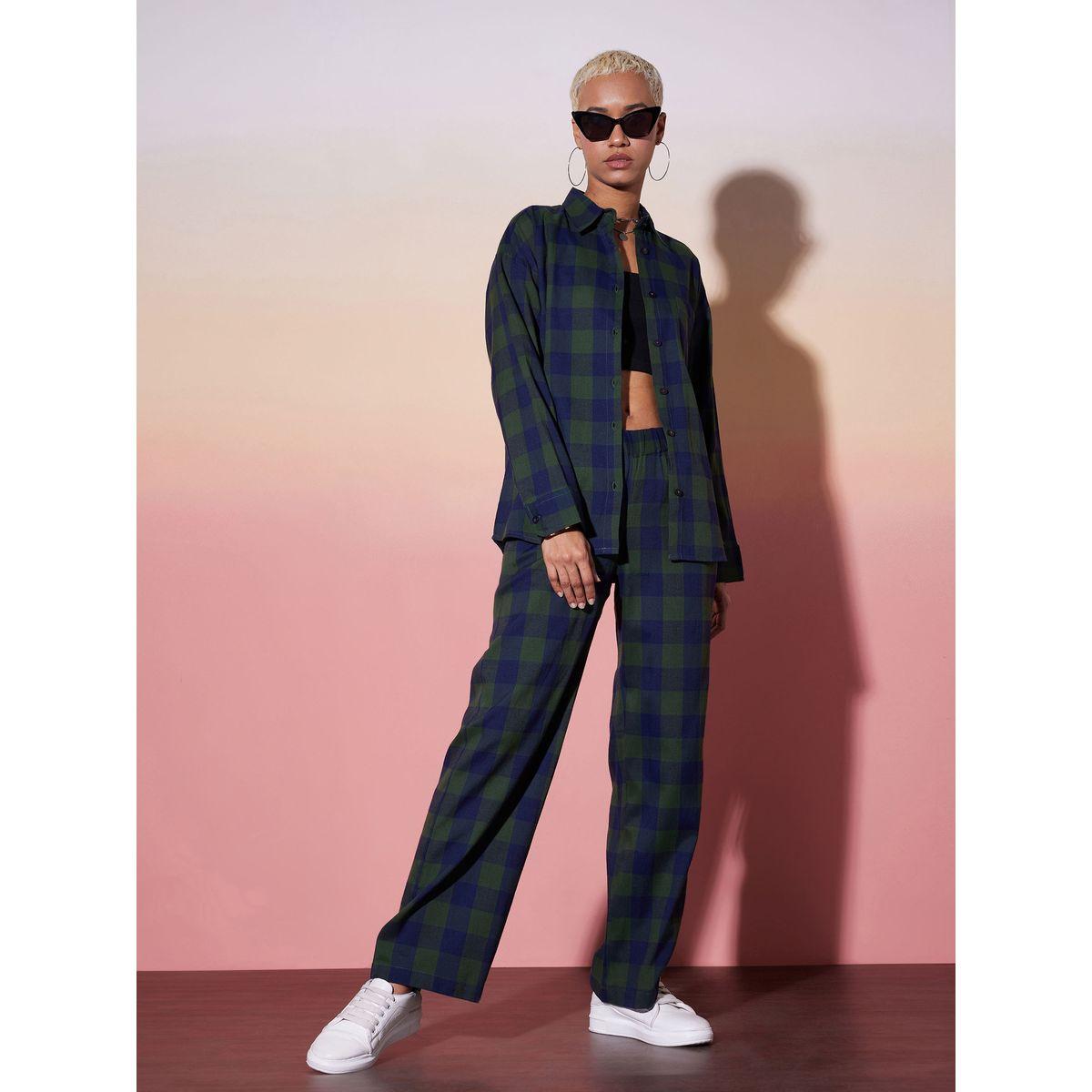 Sassafras X Styli  Checked Long Sleeve Shirt & Pants Co-Ords-women-clothing-coordsets-image-1