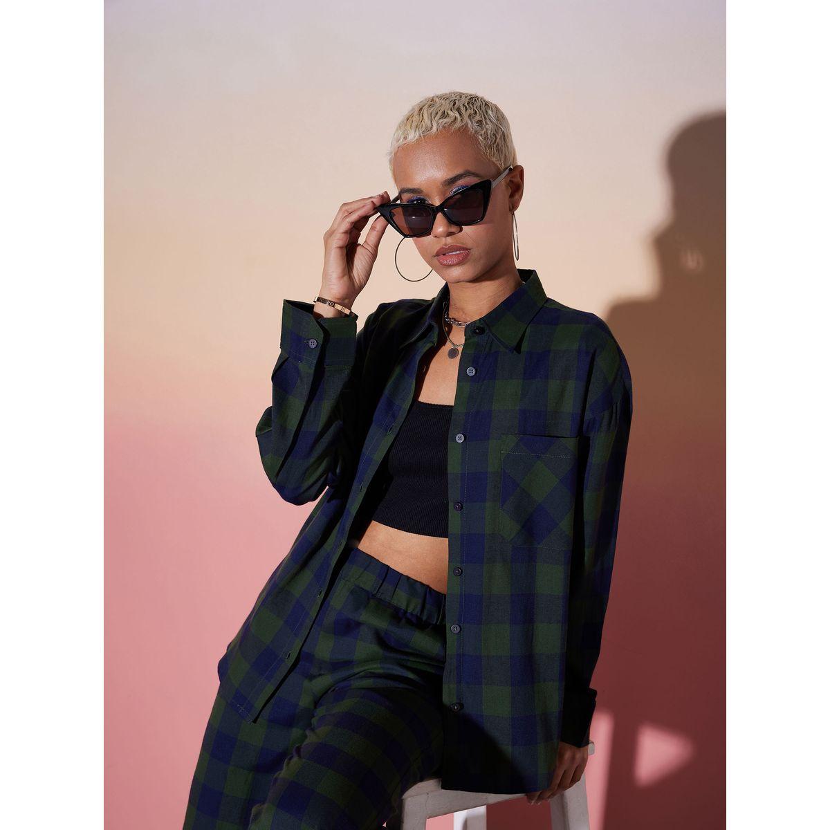 Sassafras X Styli  Checked Long Sleeve Shirt & Pants Co-Ords-women-clothing-coordsets-image-2