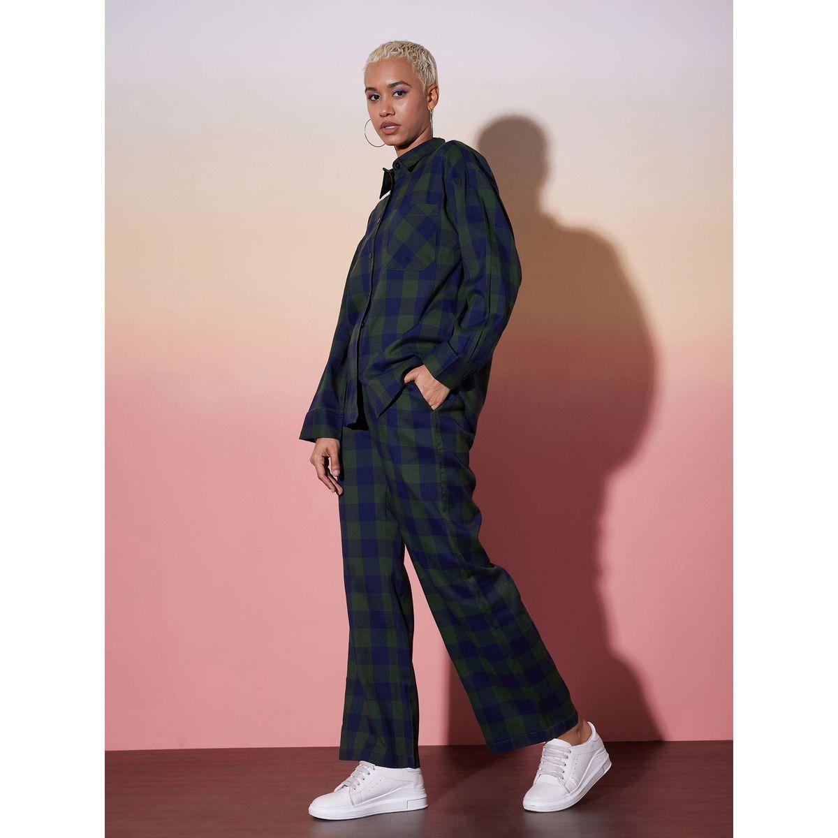 Sassafras X Styli  Checked Long Sleeve Shirt & Pants Co-Ords-women-clothing-coordsets-image-3