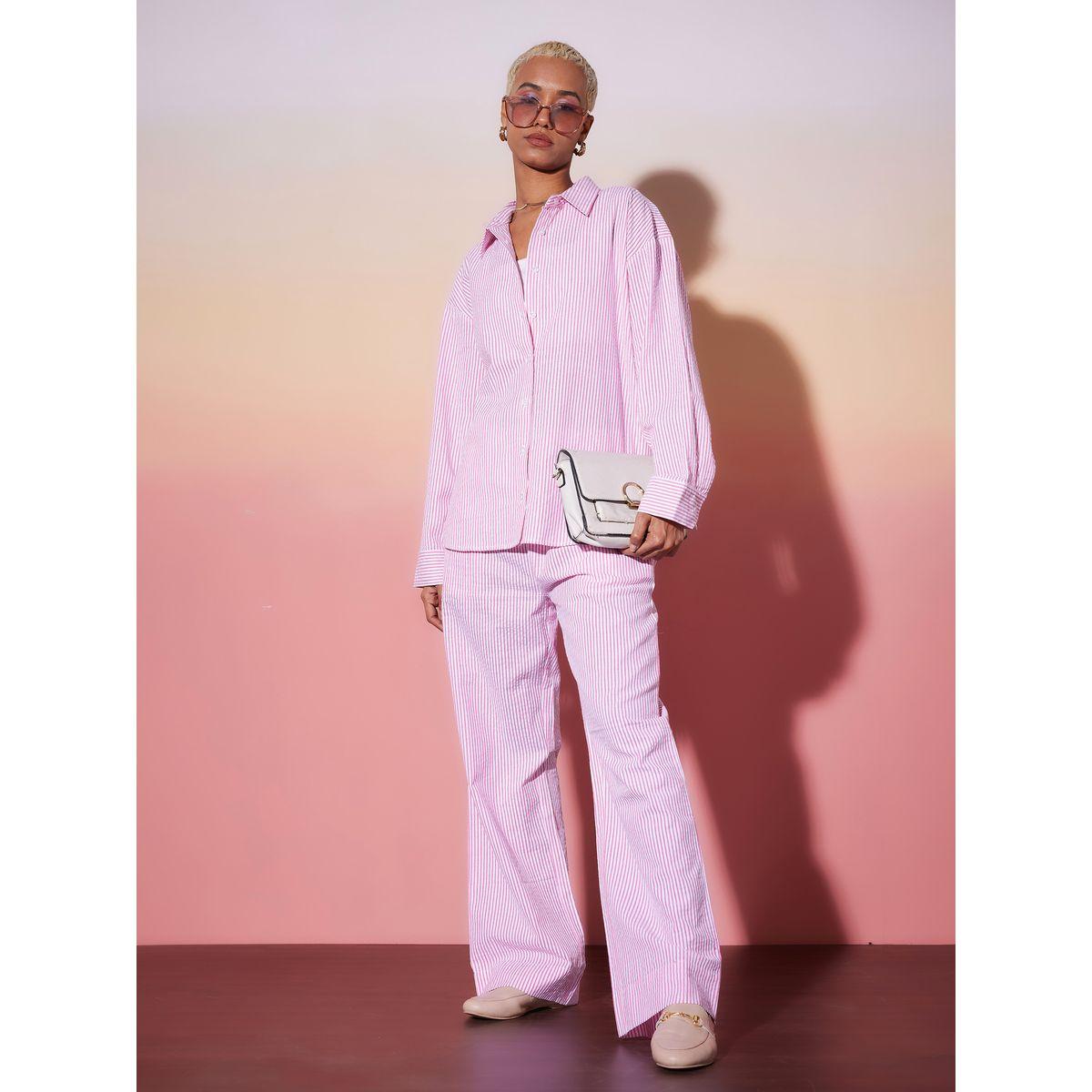طقم منسق من بنطال وبلوزة بتفاصيل بارزة الملمس ساسافراس × ستايلي-women-clothing-coordsets-image-1