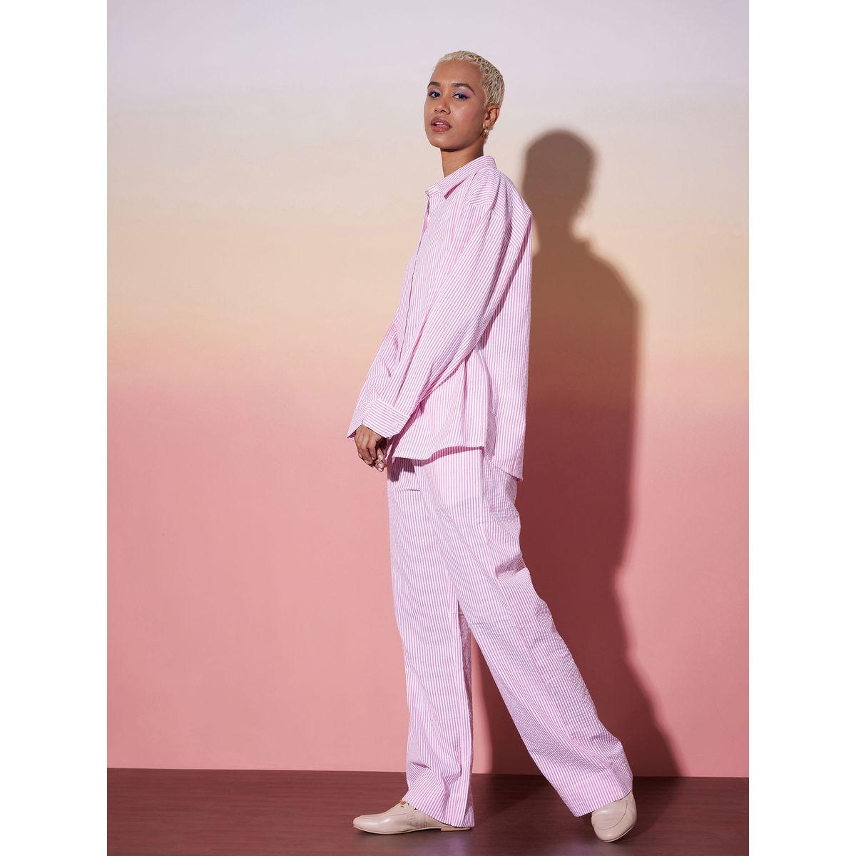 طقم منسق من بنطال وبلوزة بتفاصيل بارزة الملمس ساسافراس × ستايلي-women-clothing-coordsets-image-3