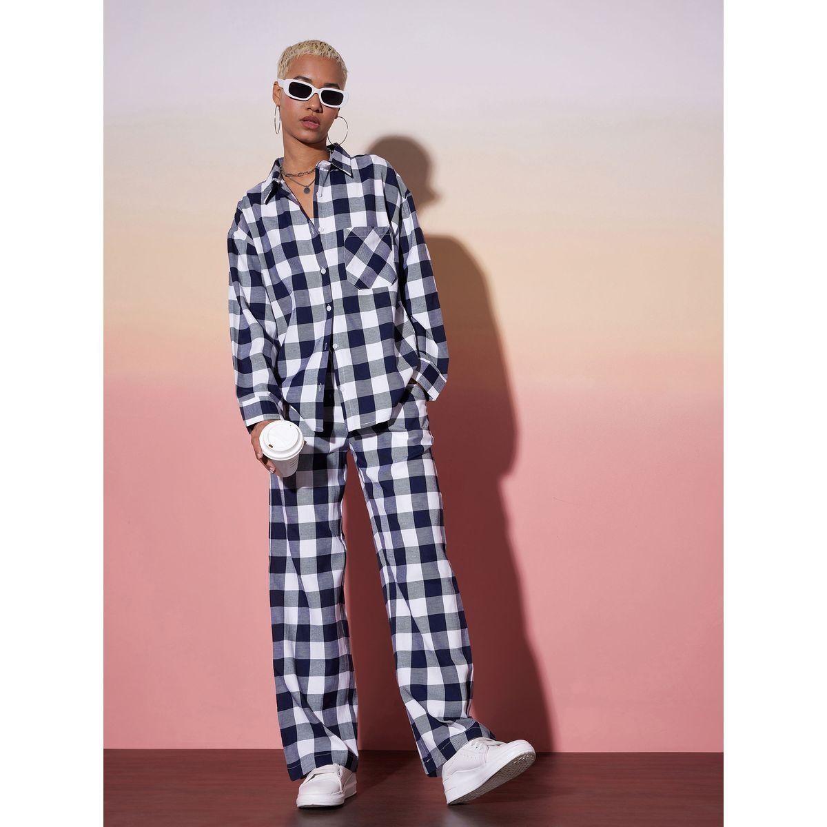 Sassafras X Styli  Checked Long Sleeve Shirt & Pants Co-Ords-women-clothing-coordsets-image-1