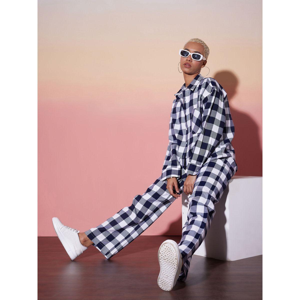 Sassafras X Styli  Checked Long Sleeve Shirt & Pants Co-Ords-women-clothing-coordsets-image-2