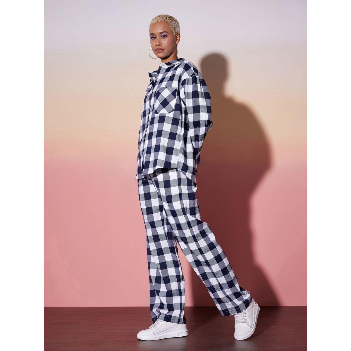 Sassafras X Styli  Checked Long Sleeve Shirt & Pants Co-Ords-women-clothing-coordsets-image-3