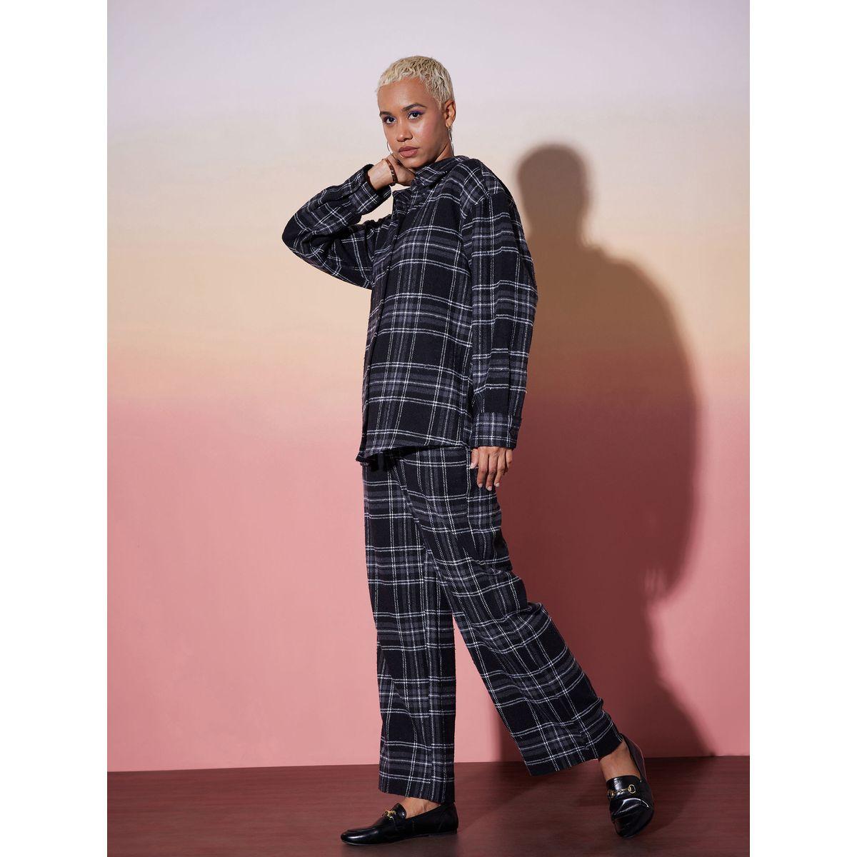 Sassafras X Styli  Checked Long Sleeve Shirt & Pants Co-Ords-women-clothing-coordsets-image-3