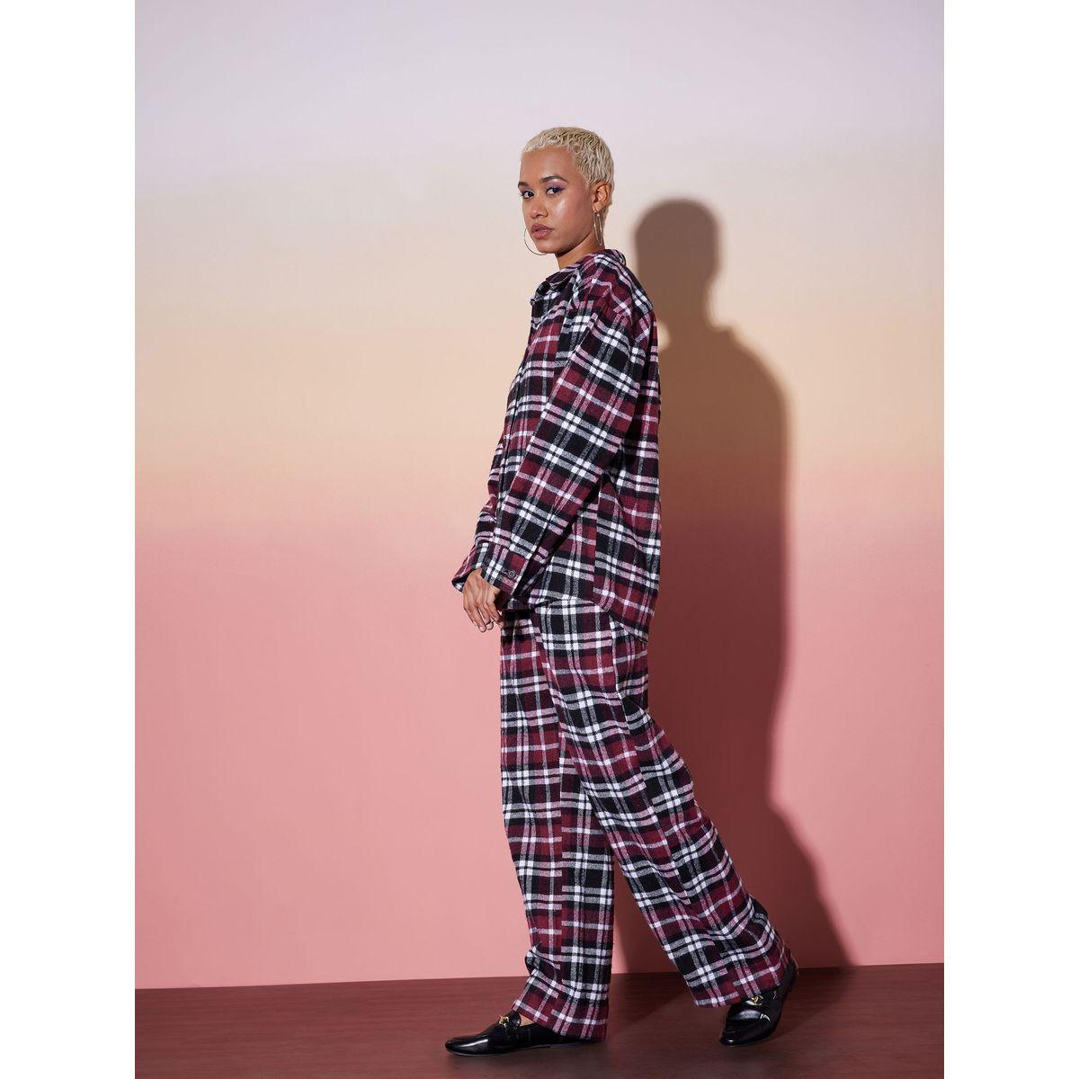 Sassafras X Styli  Checked Long Sleeve Shirt & Pants Co-Ords-women-clothing-coordsets-image-3
