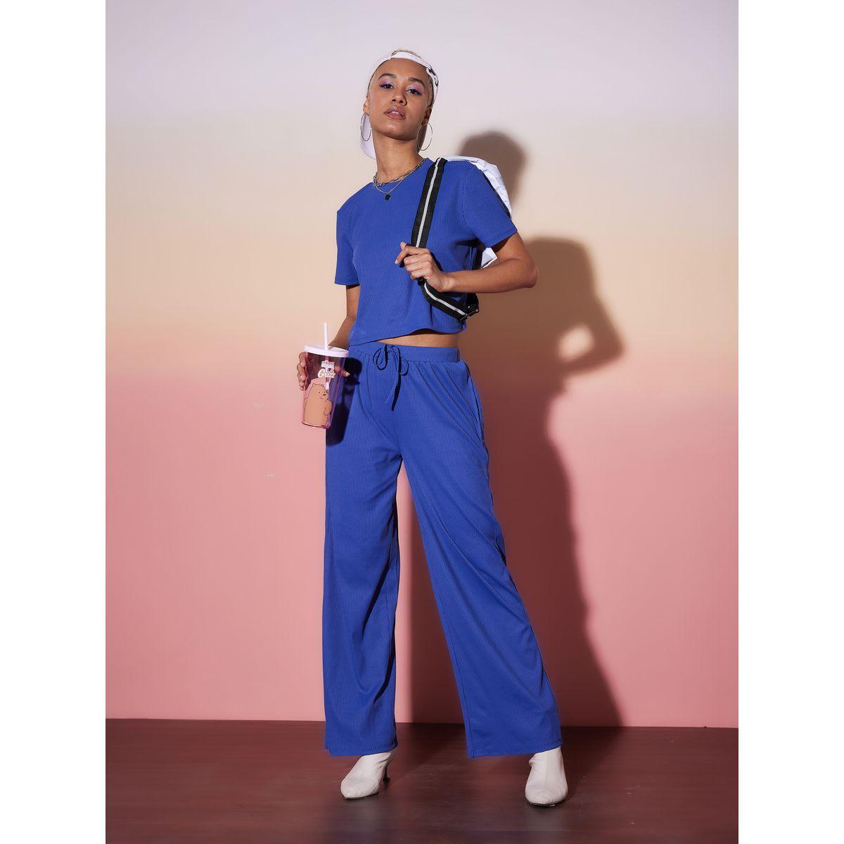 طقم منسق من بنطال بارجل مستقيمة وبلوزة قصيرة ساسافراس × ستايلي-women-clothing-coordsets-image-2