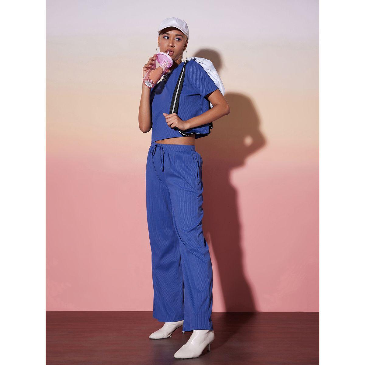 طقم منسق من بنطال بارجل مستقيمة وبلوزة قصيرة ساسافراس × ستايلي-women-clothing-coordsets-image-3
