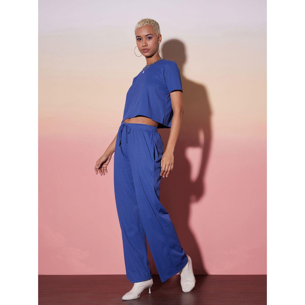طقم منسق من بنطال بارجل مستقيمة وبلوزة قصيرة ساسافراس × ستايلي-women-clothing-coordsets-image-7